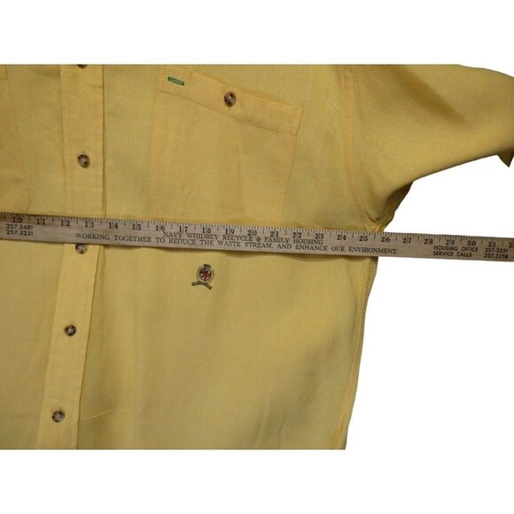 Tommy Hilfiger‎ Mens Long Sleeve Button Up Shirt XL Beige Stripe Linen Blend - Picture 7 of 10